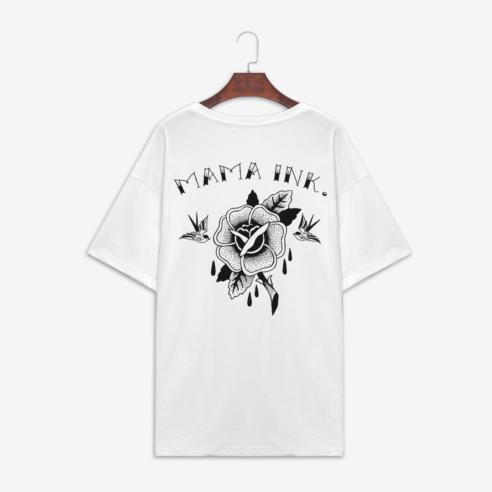 Minnieskull Mama Ink Printed White Casual T-Shirt