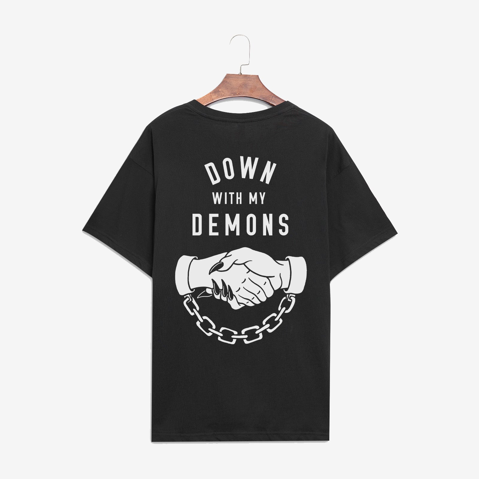 Minnieskull Down With My Demons Shakehand Printed Designer T-Shirt