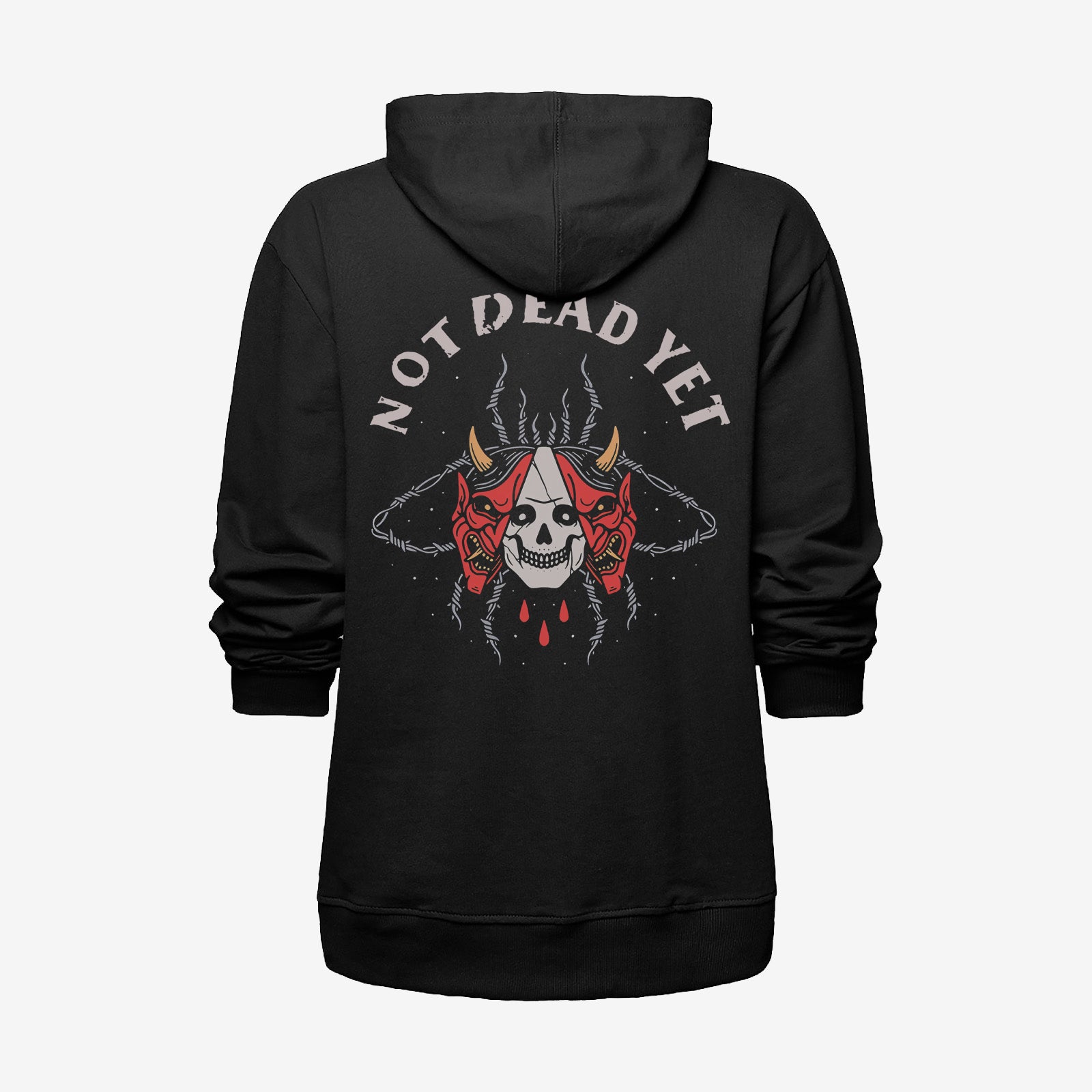 Cloeinc Not Dead Yet Devil Printed Plus Hoodie - Chicyea