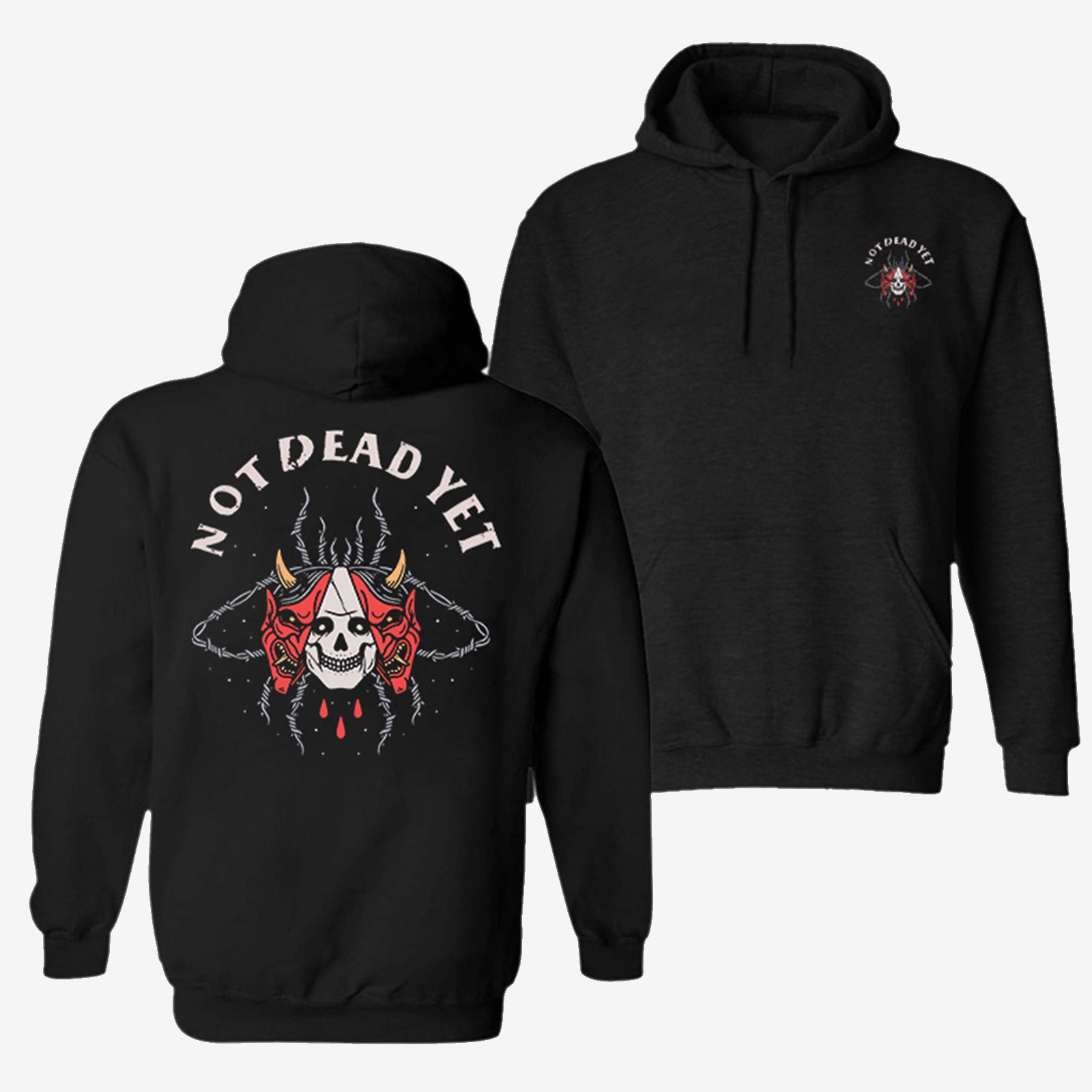 Cloeinc Not Dead Yet Devil Printed Plus Hoodie - Chicyea