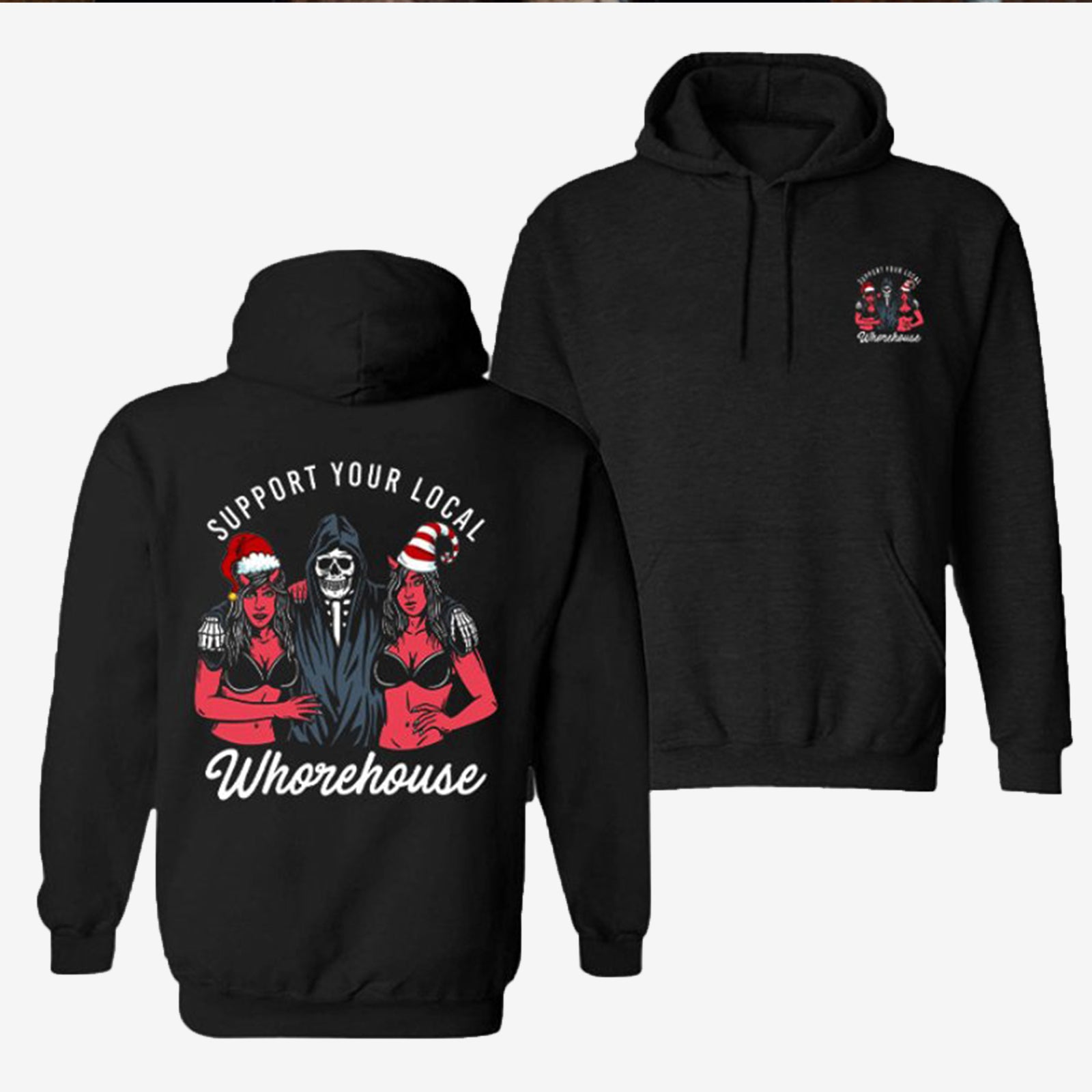 Cloeinc Letter Support Your Local Whorehouse Men Reaper Hoodie - Chicyea