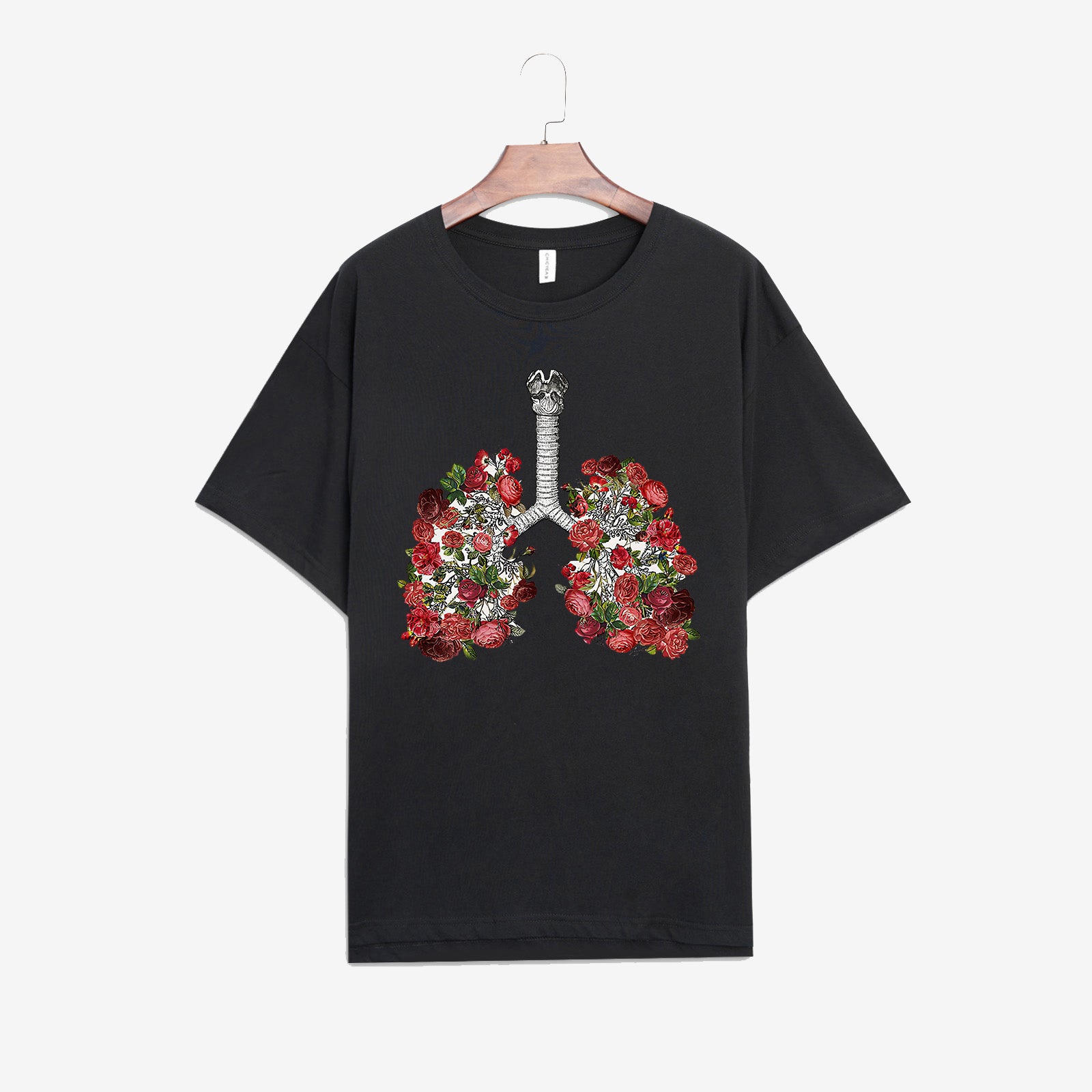 Neojana Art Blossom Heart Print Heart T-Shirt - Chicyea